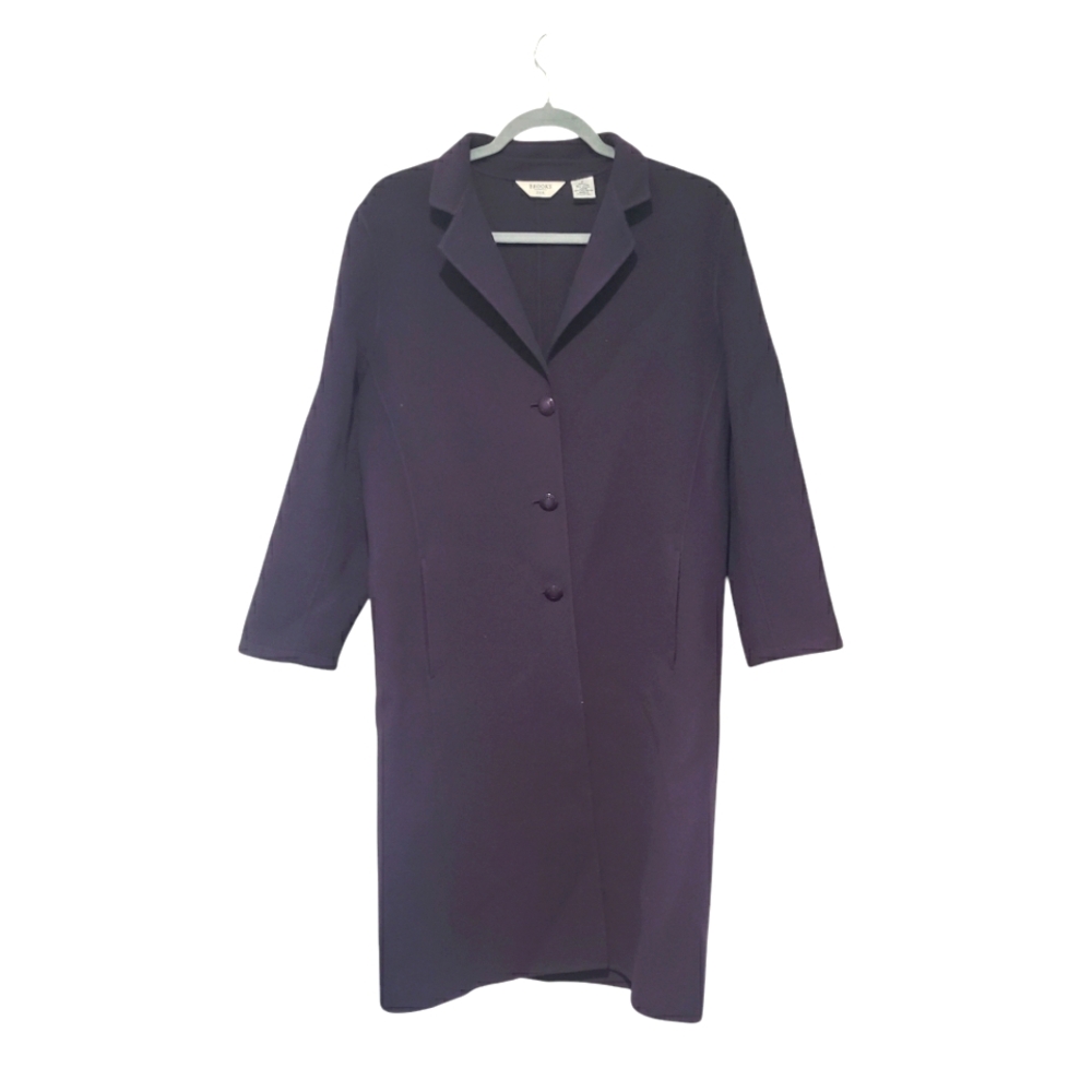 Brooks Brothers 346 Wool Blend Long Coat purple Size M buttons closure